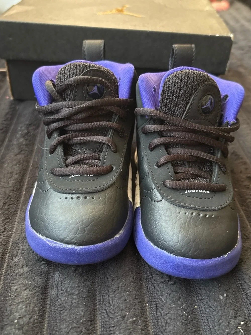 Jordan Kids Black and Purple High-Top Sneakers